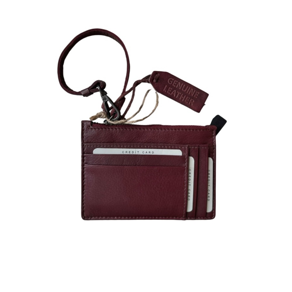 MADE IN INDIA Burgundy Leather Card Holder NWT